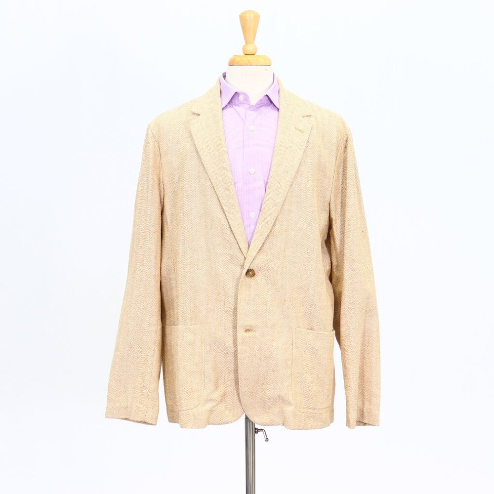 Mr. Turk 44R Beige Blazer Sport Coat Jacket 2-Button Herringbone Y103
